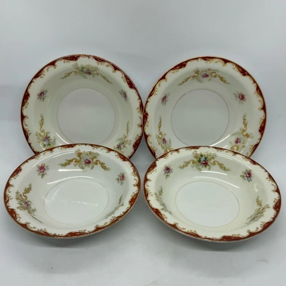 1950s Harmony House China “Wembley” Pattern Soup Bowls Set of 4